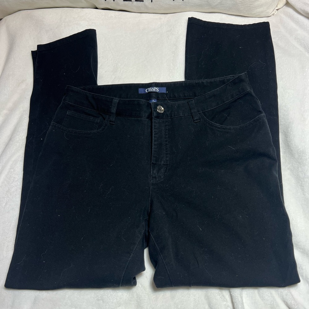 CHAPS Womens 12 Black Straight Cut Dark denim jeans stretch